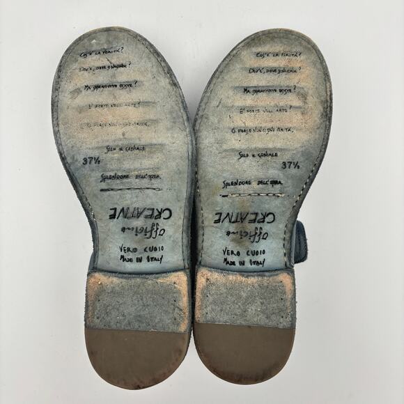 Officine Creative Blue Leather Ankle Zip Booties Boots Women's 37.5 - Picture 8 of 11